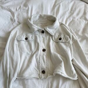 We The Free Saturday Cropped Shirt Jacket White Size S